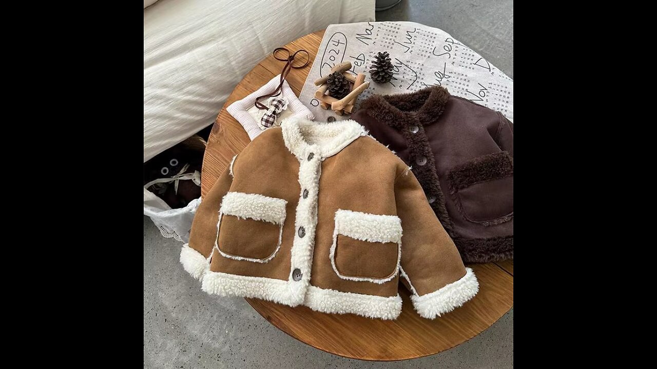 Winter New Children Warm Shearling Coat Plus Velvet Thick Girls Fleece Zipper Coat