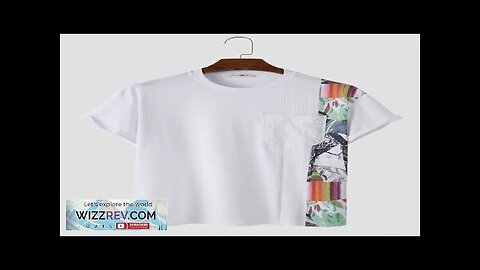 ChArmkpR Mens Abstract Print Patchwork Button Pocket Short Sleeve T-Shirts White Review