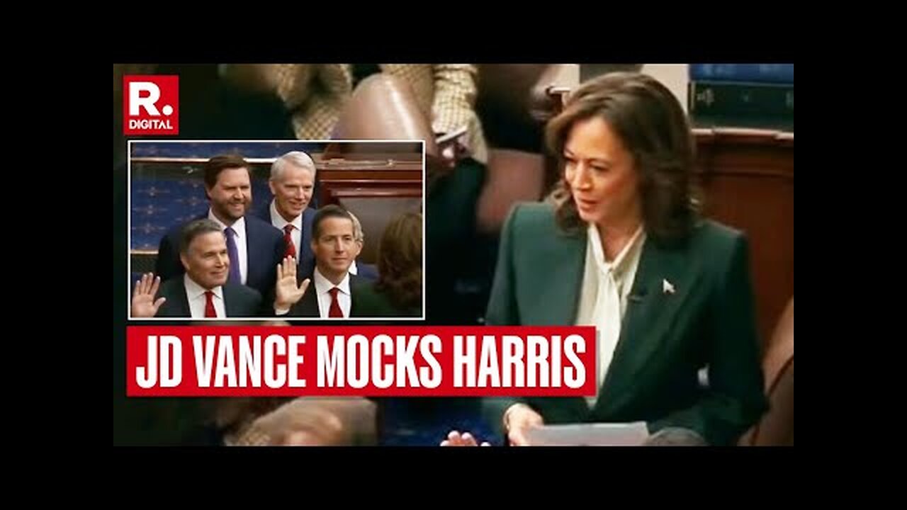 JD Vance Laughs At Kamala Harris As She Fumbles Allegiance Oath