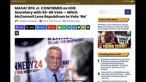 MAHA! RFK Jr. CONFIRMED as HHS Secretary with 52-48 Vote — Mitch McConnell to Vote ‘No’