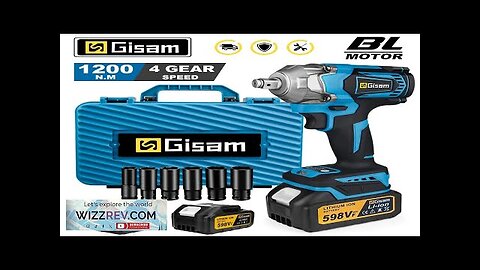 Gisam 1200N.M Torque Brushless Electric Impact Wrench 1/2 inch Cordless Wrench Screwdriver Review