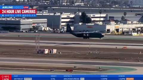 Military aircraft arrives at LAX, bringing Mexican firefighters to aid in battling Cal fires