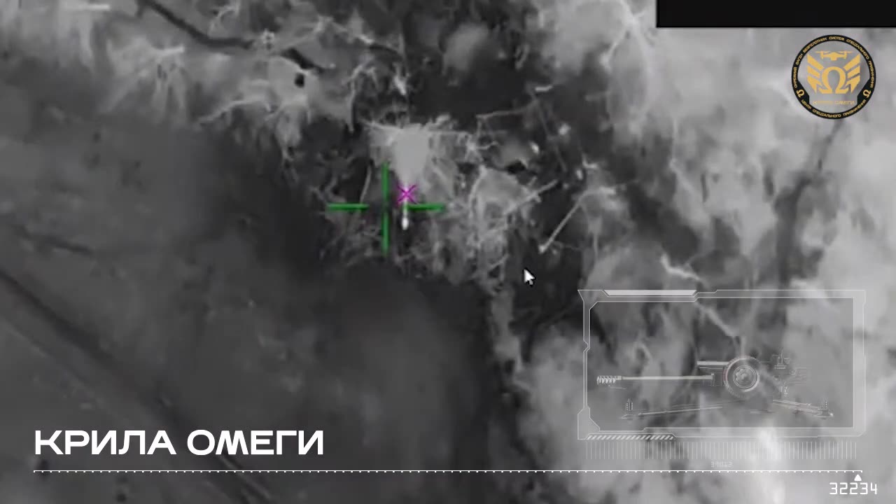 Destruction of an enemy howitzer by special forces strike UAVs of the "OMEGA