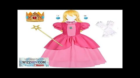 New Pink Peach Princess Dress Up For Girls Halloween Costume Mesh Puff Review