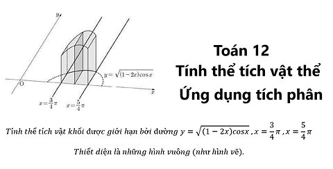 Korean CSAT: Tính thể tích vật khối được giới hạn bởi đường y=√((1-2x)cosx) ,x=3/4 π ,x=5/4 π.