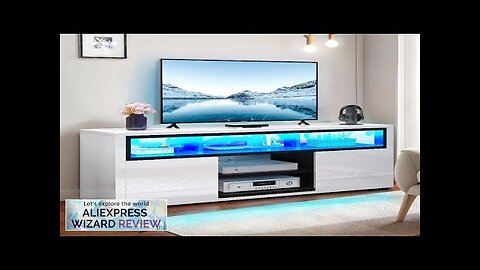 High Gloss TV Stand with LED Lights Modern Media Console Table Review