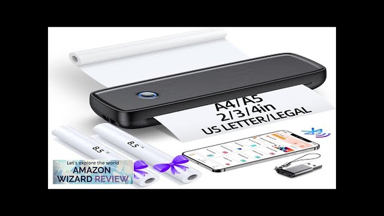 Portable Printer Wireless for Travel，Bluetooth Thermal Printer Support 8.5" X 11" US Review