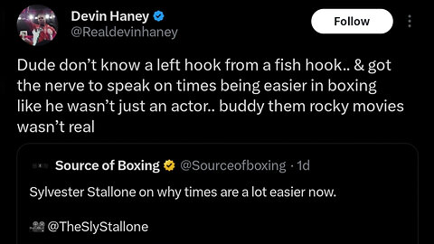 Devin Haney gets roasted on X after going after Sylvester Stallone