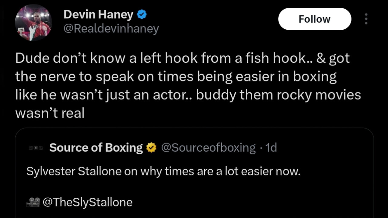 Devin Haney gets roasted on X after going after Sylvester Stallone