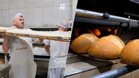 Amazing baker selling 7000 breads a day! How to make Turkish bread_ Turkish Street Food Bread Recipe