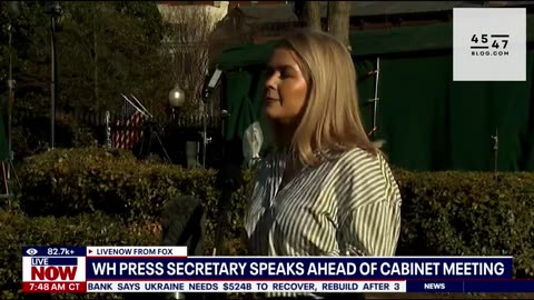 Press Secretary Karoline Leavitt speaks before Trump's first cabinet meeting