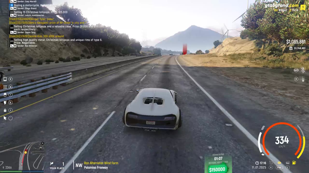 GTA V - Grand RP EN1 - Bugatti Chiron vs SP vs Bugatti Divo - Corrida de Rua de 11-01-2025 - 17:15