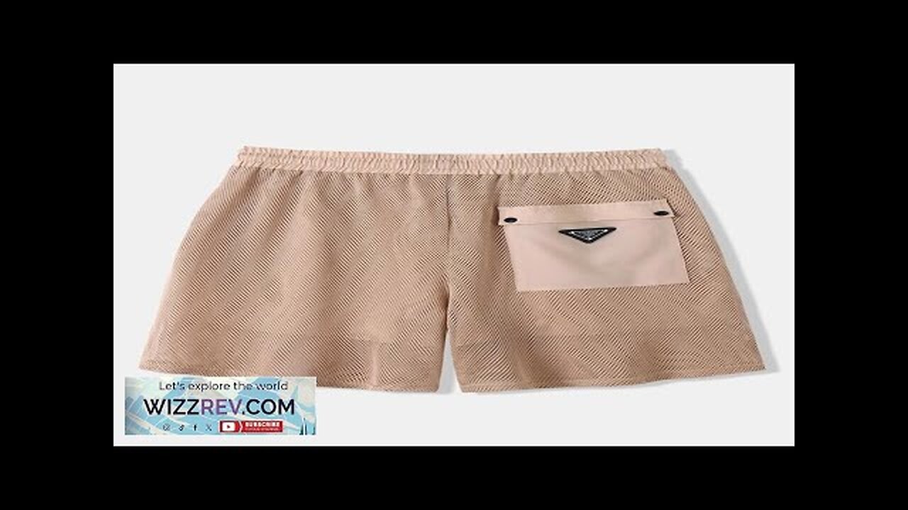 Mens Mesh Flap Pocket Casual Drawstring Waist Shorts Khaki S Review