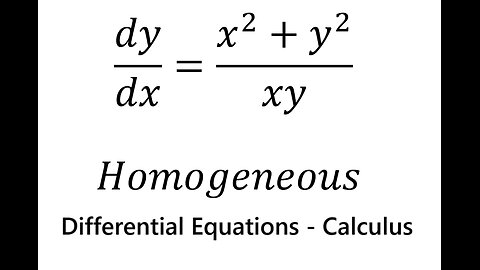 Calculus Help: Homogeneous: dy/dx=(x^2+y^2)/xy - Differential Equations