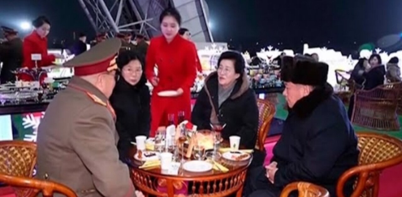 North Korean TV shows Kim's sister walking with children into NYE celebration