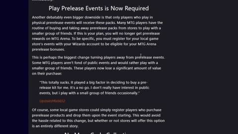 Changes to Prerelease upset players?