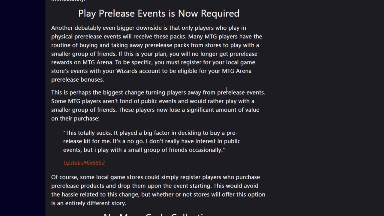 Changes to Prerelease upset players?