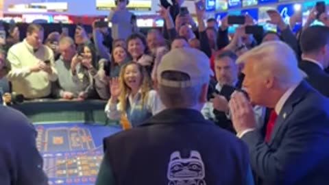 President Donald J. Trump stops by a Craps table in Circa Resort & Casino in Las Vegas