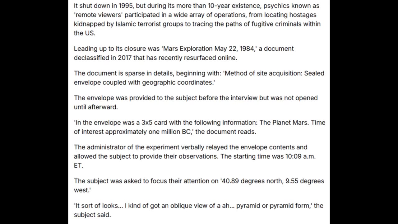 CIA Confirmed Life on Mars