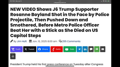 NEW VIDEO Shows J6 Trump Supporter Rosanne Boyland Shot in the Face by Police Projectile …