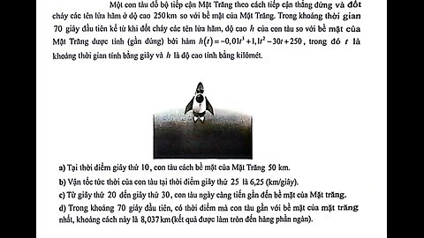 Toán 12: Một con tàu đổ bộ tiếp cận Mặt Trăng theo cách tiếp cận thẳng đứng và đốt cháy các tên