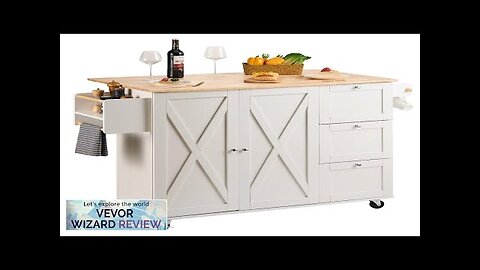 VEVOR Kitchen Island Cart with Solid Wood Top 45.3" Width Mobile Carts Review