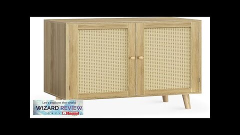 Buffet Cabinet with Storage Storage Cabinet with PE Rattan Decor Doors Accent Review