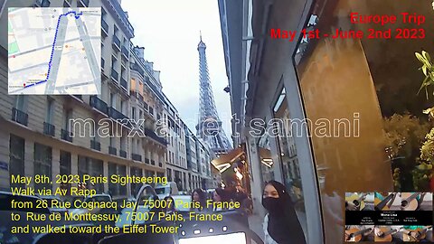 May 8, 2023 38 Walk Rue Cognack Jay to Rue de Monttessuy toward Eiffel Tower