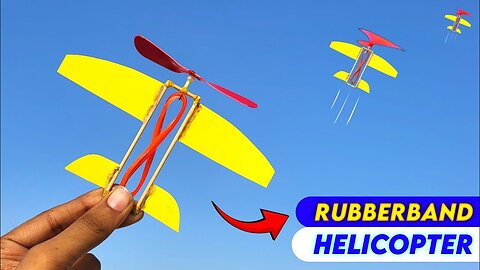 How to make rubberband Helicopter plane, homemade propeller rubberband flying toy, Easy Drone