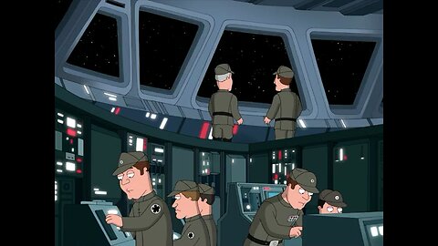 Family guy traveling in space