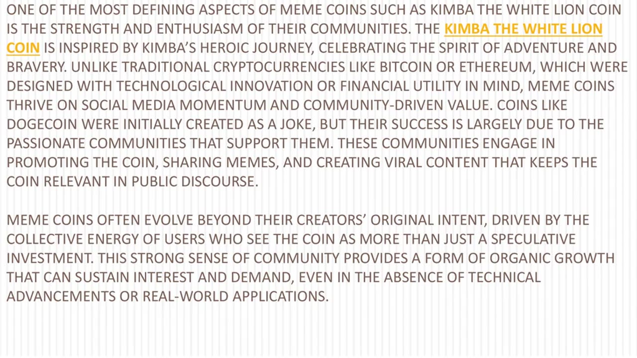 Why Meme Coins like Kimba The White Lion Coin Are Here to Stay in the Crypto Market