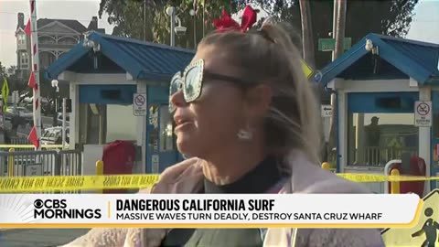 Huge waves tear through Santa Cruz wharf, sending debris into the ocean1