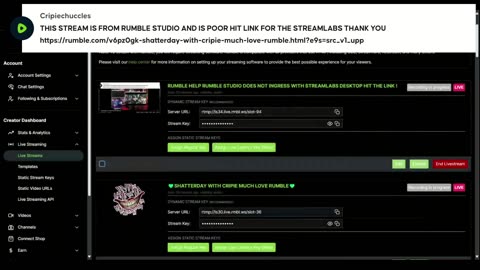 RUMBLE HELP RUMBLE STUDIO DOES NOT INGRESS WITH STREAMLABS DESKTOP HIT THE LINK !