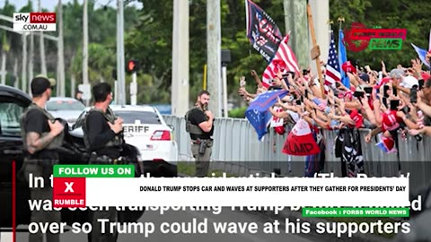 President Trump stops car to salute supporters during presidents day