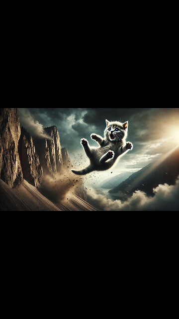 Cat Falls from a Mountain – A Thrilling Survival Story