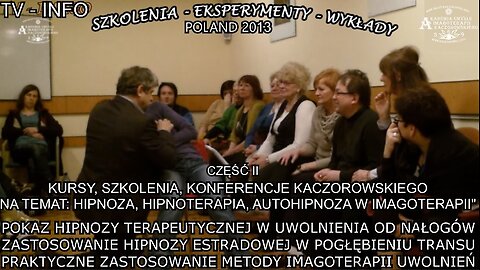 POKAZ HIPNOZY TERAPEUTYCZNEJ W UWOLNIENIU OD NAŁOGÓW. ZASTOSOWANIE HIPNOZY ESTRADOWEJ W POGŁĘBIENIU TRANSU.