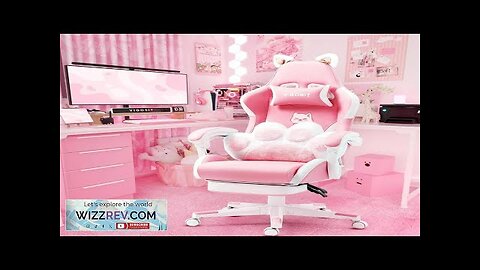 Pink Gaming Chair with Cat Paw Lumbar Cushion and Cat Ears Ergonomic Review