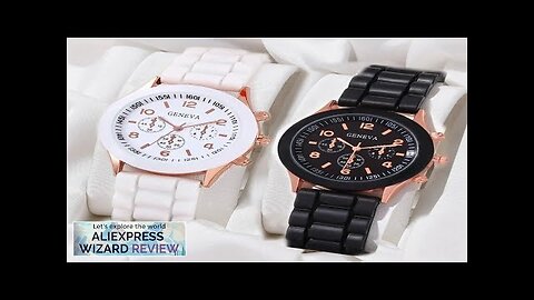 2Pcs Luxury Women's Watch Set Fashion Luxury Elegant Alloy Wristwatch Silicone Strap Review