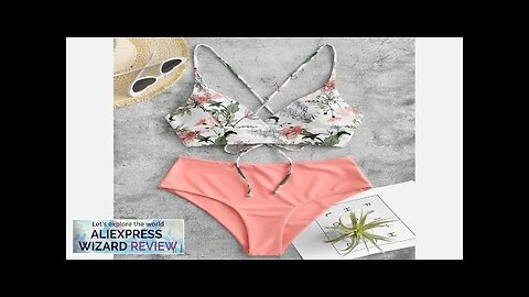 Woman Swimsuits Print Bikini Flower Size Beachwear Sets Two Women Split Swimsuit Review