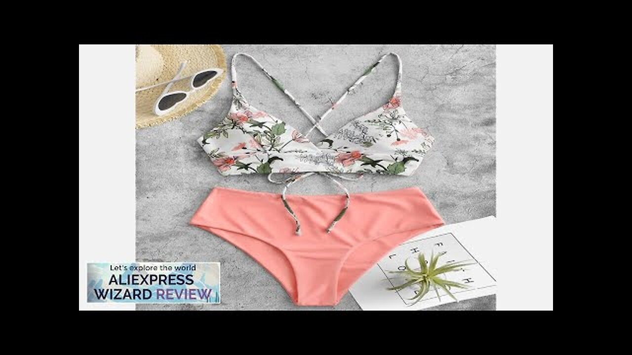 Woman Swimsuits Print Bikini Flower Size Beachwear Sets Two Women Split Swimsuit Review