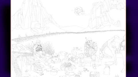 Drawing Fantasy Campsite (Timelapse, Lineart)