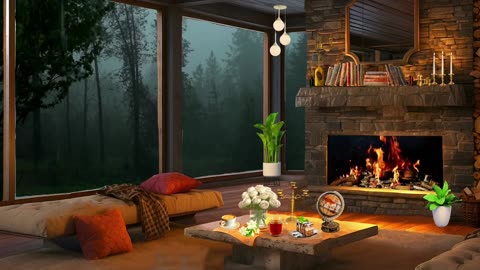 Cozy Living Room With Rain Sounds. Perfect For Sleep.