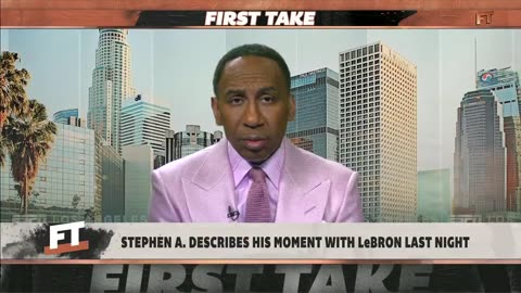 stephenasmith describes his moment with LeBron James last night at Lakers-Knicks.