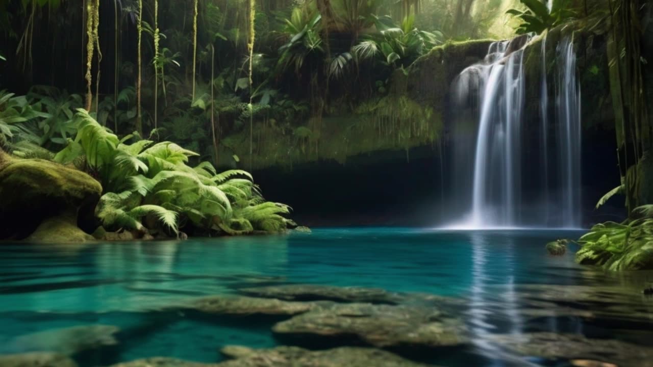 Relaxing Hidden Waterfall Sounds | Nature's Paradise for Deep Relaxation & Sleep