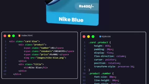 3D Product Card #html #shorts #coding