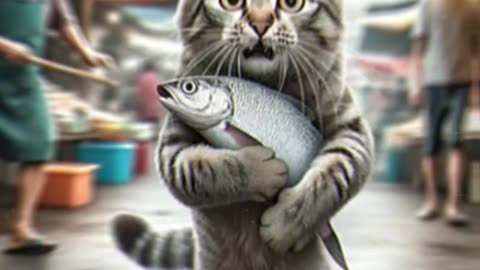 "Caught in Action! 🐱💥 AI Cat Steals a Fish! 🐟