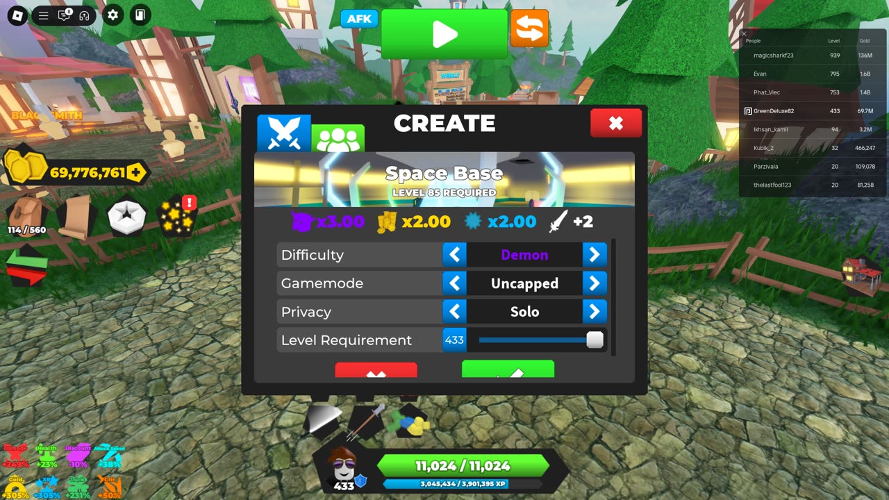 Roblox Treasure Quest Space Base Demon Uncapped Gameplay