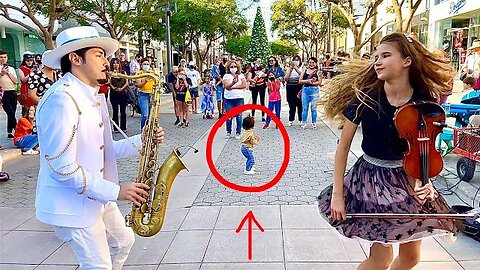 1-Year-Old Baby Joins "Dance Monkey" Street Performance - Karolina Protsenko PSN Experiment