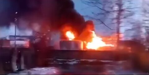 Footage of fire and destruction in Russia’s oil base following Ukrainian drone attack