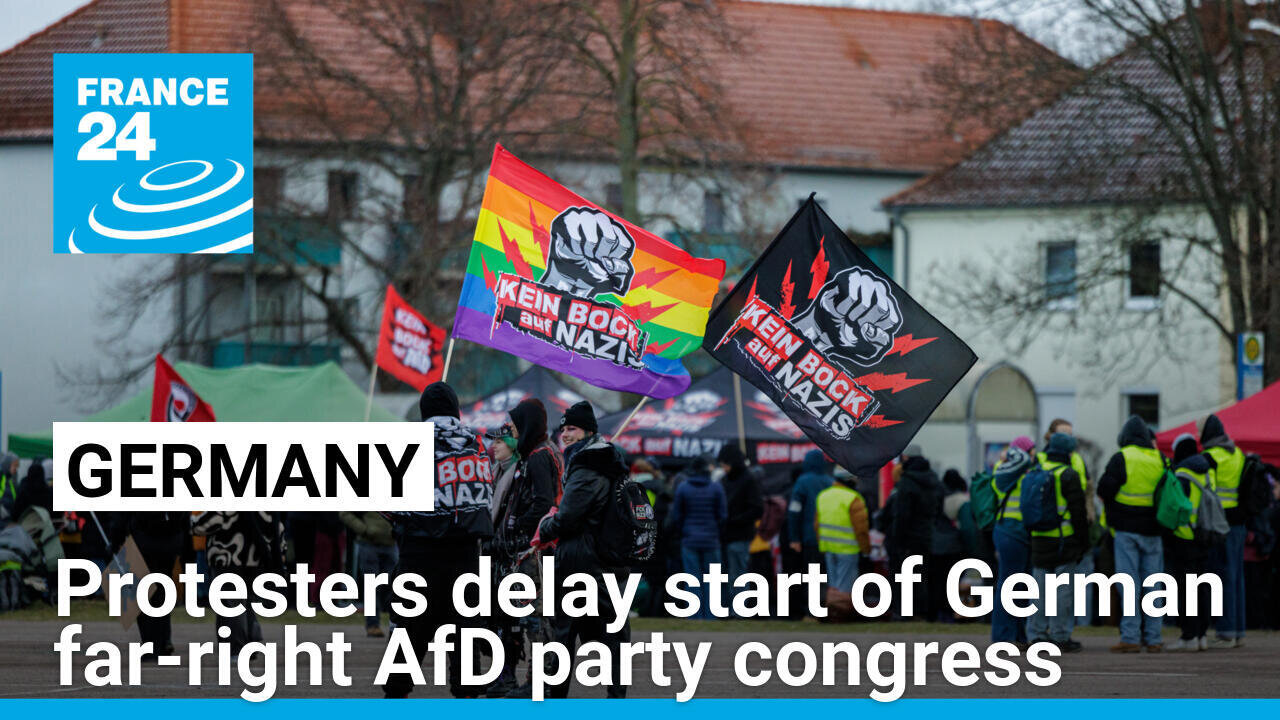 German protesters gather to rally against upcoming AfD federal congress